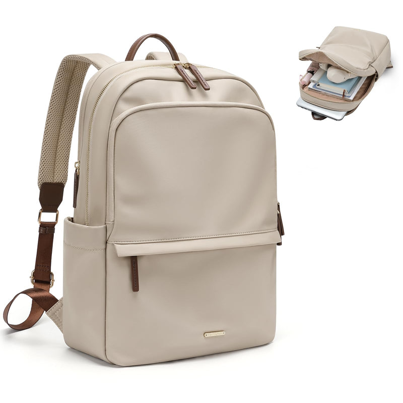 GOLF SUPAGS Women Laptop Backpack Casual Daypack for Work Travel College Backpack Purse Fits 14 Inch Notebook (Apricot)