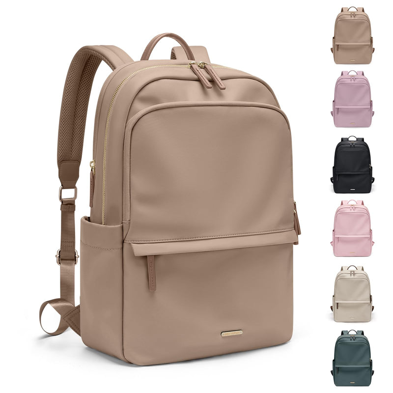 GOLF SUPAGS Women Laptop Backpack Casual Daypack for Work Travel College Backpack Purse Fits 15.6 Inch Notebook (Champagne)