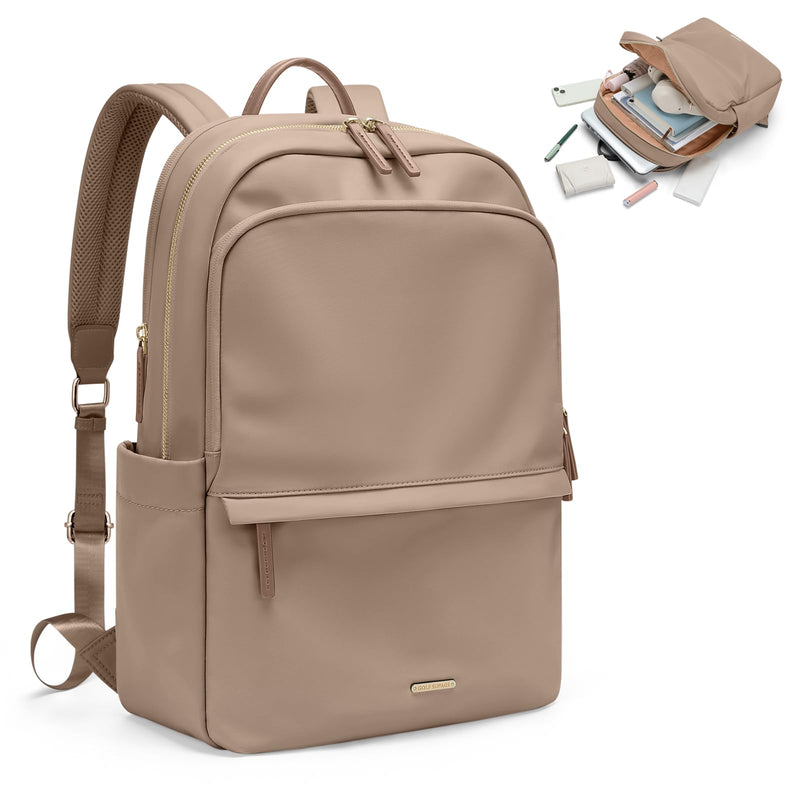 GOLF SUPAGS Women Laptop Backpack Casual Daypack for Work Travel College Backpack Purse Fits 15.6 Inch Notebook (Champagne)