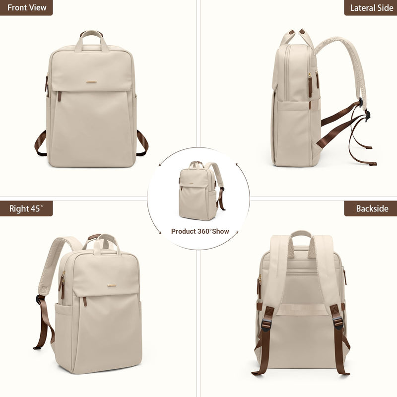 GOLF SUPAGS Women Laptop Backpack Fits 15.6 Inch Notebook Casual Daypack Everyday Bag for Work Travel College Backpack Book Bags (Apricot)