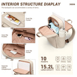 GOLF SUPAGS Women Laptop Backpack Fits 15.6 Inch Notebook Casual Daypack Everyday Bag for Work Travel College Backpack Book Bags (Apricot)