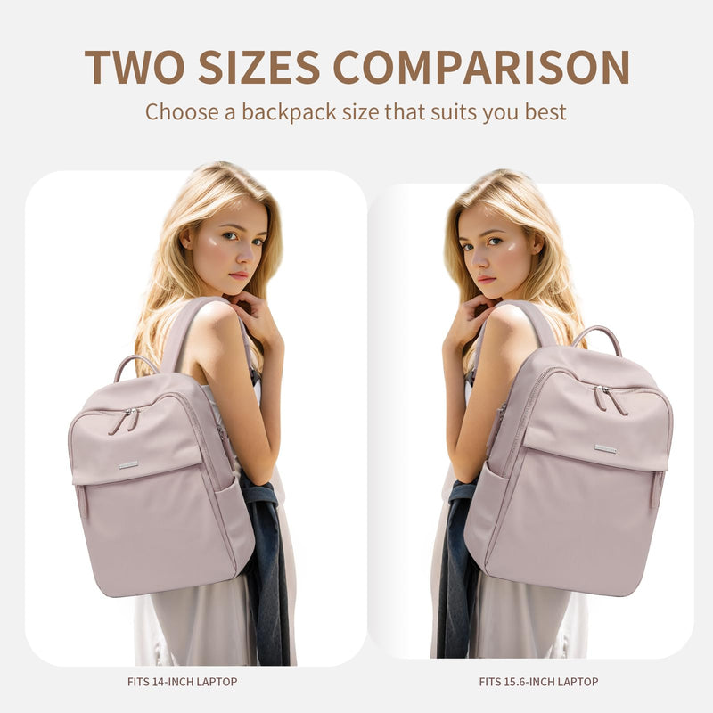 GOLF SUPAGS Womens Laptop Backpack with Separate Laptop Compartment Water Resistant Computer Backpacks Fits 14 Inch Notebook Travel Work College Bags (14 - Inch, Pinkish Grey)