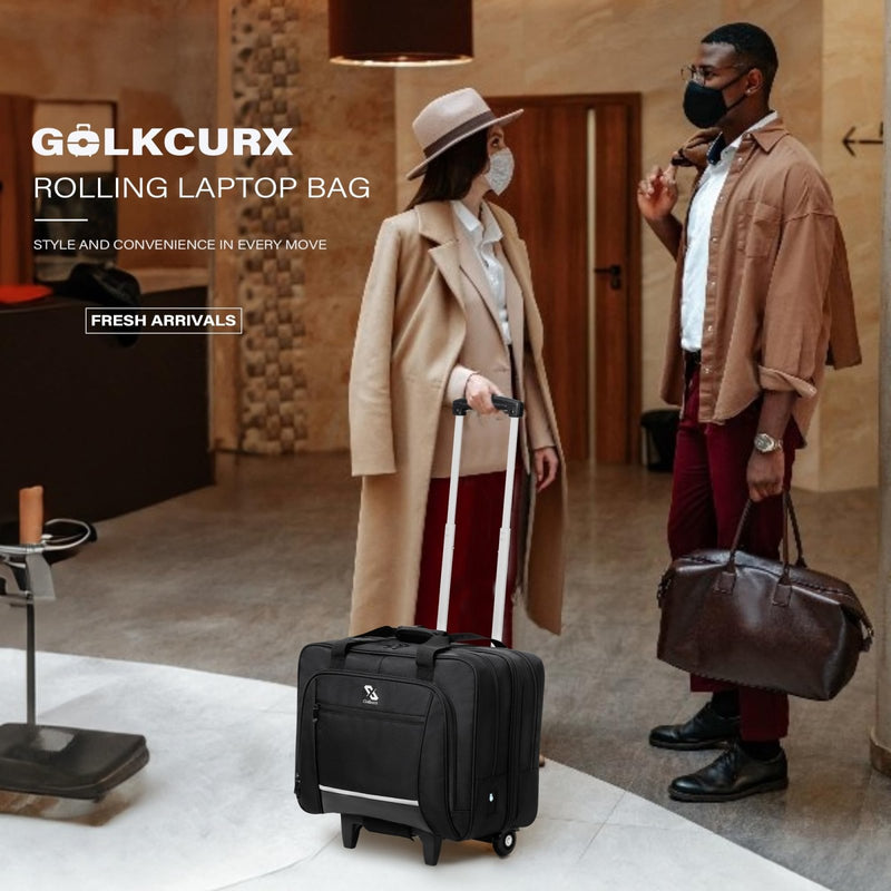 Golkcurx Rolling Laptop Bag with Wheels, Removable Water - Repellent Rolling Briefcase for Women and Men