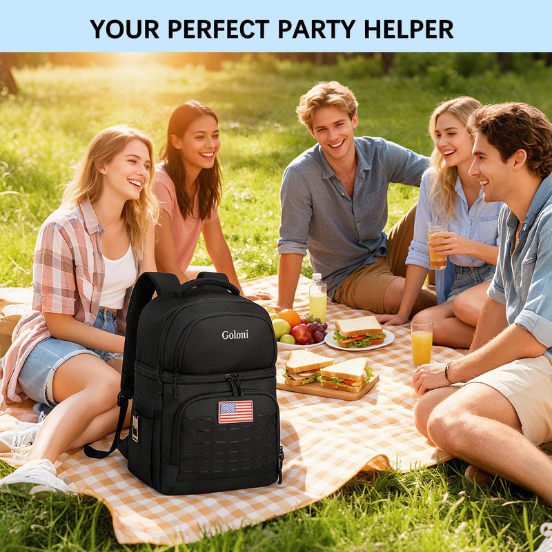 Goloni 40L Insulated Cooler Backpack, Leakproof Lightweight Soft - Sided Cooler with Cooler Compartment, Waterproof Lunch Backpack for Men & Women, Ideal for Camping, Picnic, Beach,Outdoor Adventures