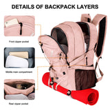 Goloni 45L Hiking Backpack Lightweight Foldable, Waterproof Camping Backpack with Rain Cover & Hiking Pole Mat Carrying System, Ergonomic Water Resistant Daypack for Trekking Travel Men Women Pink