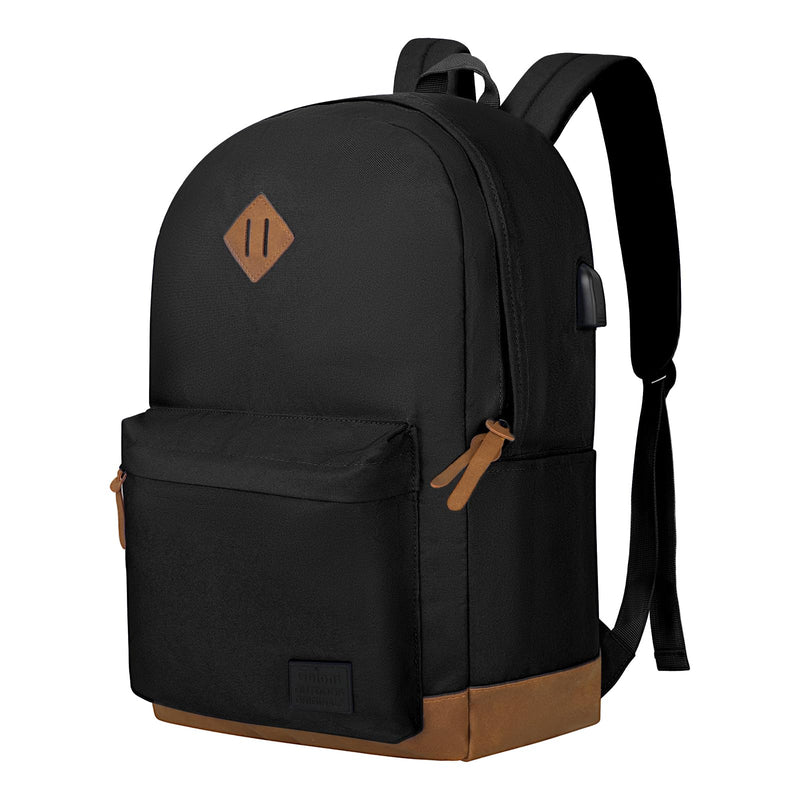 Goloni Classic Backpack with USB Charging Port,Water Resistant Anti - Theft Travel Backpack for Men & Women,Laptop Backpack,Fits 17.3 Inch Laptop,Black