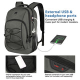 Goloni Laptop Backpack for Men Women, 17 Inch Travel Backpack with USB Charging Port, Water Resistant Lightweight Backpack with Compartments, 30L Casual Daypack,Grey