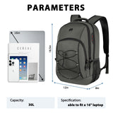 Goloni Laptop Backpack for Men Women, 17 Inch Travel Backpack with USB Charging Port, Water Resistant Lightweight Backpack with Compartments, 30L Casual Daypack,Grey