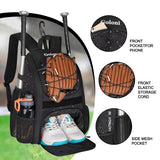 Goloni Youth Baseball Bag,Baseball Backpack with Shoes Compartment,Softball Bag with Fence Hook for T - Ball Bat & Equipment, for Batting Mitten, Helmet
