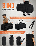 Gonex 130L Extra Large Duffel Bag for Men, Heavy Duty 3 in 1 Convertible Carry Travel Duffle, with Shoe Compartment, Tactical Loops, Sports Gear Bag for Family Trips (Black)