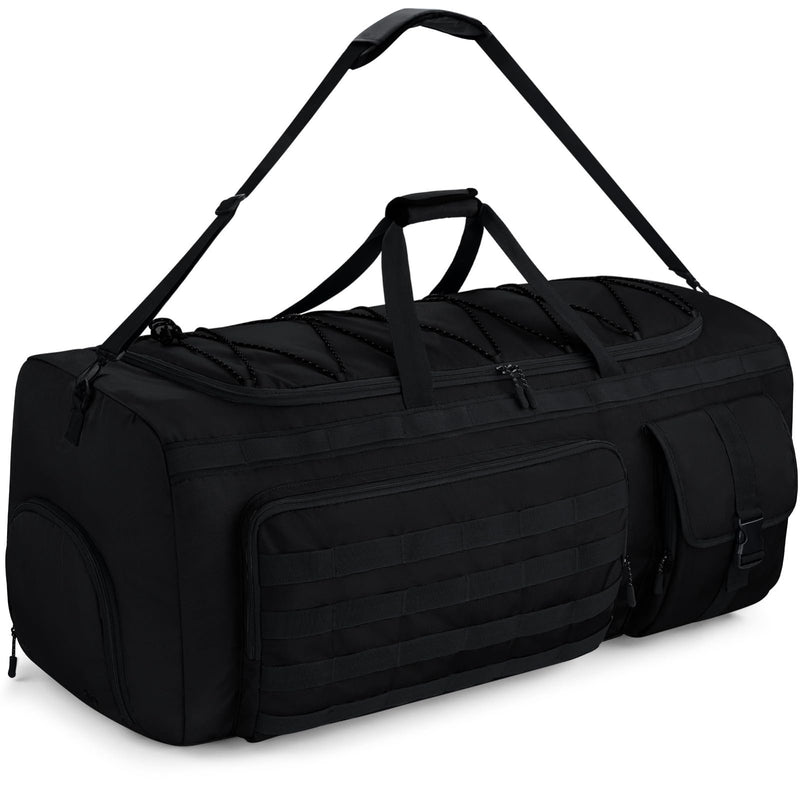 Gonex 130L Extra Large Duffel Bag for Men, Heavy Duty 3 in 1 Convertible Carry Travel Duffle, with Shoe Compartment, Tactical Loops, Sports Gear Bag for Family Trips (Black)