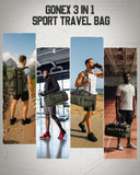 Gonex 45L Duffel Bag for Men, 3 in 1 Convertible Carry Gym Duffle with Shoe Compartment, Tactical Gear Loops, Water - Repellent Lining, Workout & Travel Bag (Army Green)