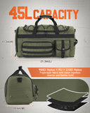 Gonex 45L Duffel Bag for Men, 3 in 1 Convertible Carry Gym Duffle with Shoe Compartment, Tactical Gear Loops, Water - Repellent Lining, Workout & Travel Bag (Army Green)