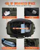 Gonex 45L Duffel Bag for Men, 3 in 1 Convertible Carry Gym Duffle with Shoe Compartment, Tactical Gear Loops, Water - Repellent Lining, Workout & Travel Bag (Army Green)