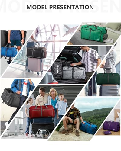 Gonex 80L Packable Travel Duffle Bag Foldable Duffel Bags for Luggage Gym Sports Camping Travelling Cycling Storage Shopping Water & Tear Resistant Black