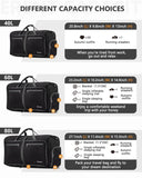 Gonex 80L Packable Travel Duffle Bag Foldable Duffel Bags for Luggage Gym Sports Camping Travelling Cycling Storage Shopping Water & Tear Resistant Black