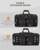 Gonex Canvas Duffle Bag for Travel, Expandable Water Resistant 60L Carry on Duffel Overnight Weekender Gym Bag with Wet Dry Separation Pocket & Suitcase Handle Sleeve, Dark Grey