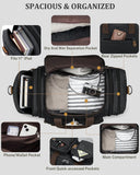 Gonex Canvas Duffle Bag for Travel, Expandable Water Resistant 60L Carry on Duffel Overnight Weekender Gym Bag with Wet Dry Separation Pocket & Suitcase Handle Sleeve, Dark Grey