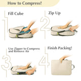 Gonex Compression Packing Cubes, 4pcs Expandable Storage Travel Luggage Bags Organizers (Cream)