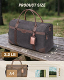 Gonex Waxed Canvas Duffle Bag for Travel, Water - resistant Vintage 55L Duffel Weekender with Shoes Compartment & Luggage Tag, Heavy - duty Overnight Bag with Suitcase Handle Sleeve for Men, Dark Grey