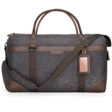 Gonex Waxed Canvas Duffle Bag for Travel, Water-resistant Vintage 55L Duffel Weekender with Shoes Compartment & Luggage Tag, Heavy-duty Overnight Bag with Suitcase Handle Sleeve for Men, Dark Grey