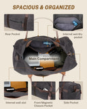 Gonex Waxed Canvas Duffle Bag for Travel, Water - resistant Vintage 55L Duffel Weekender with Shoes Compartment & Luggage Tag, Heavy - duty Overnight Bag with Suitcase Handle Sleeve for Men, Dark Grey