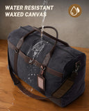 Gonex Waxed Canvas Duffle Bag for Travel, Water - resistant Vintage 55L Duffel Weekender with Shoes Compartment & Luggage Tag, Heavy - duty Overnight Bag with Suitcase Handle Sleeve for Men, Dark Grey