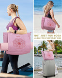 Gonex Yoga Mat Bag, Yoga Gym Bag Tote Bag with Multi Pockets For Women Men, Canvas Yoga Mat Carrier Take in Out Mat Easily For Pilates Travel Workout Office, Pink