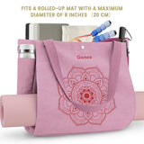 Gonex Yoga Mat Bag, Yoga Gym Bag Tote Bag with Multi Pockets For Women Men, Canvas Yoga Mat Carrier Take in Out Mat Easily For Pilates Travel Workout Office, Pink