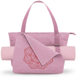 Gonex Yoga Mat Bag, Yoga Gym Bag Tote Bag with Multi Pockets For Women Men, Canvas Yoga Mat Carrier Take in Out Mat Easily For Pilates Travel Workout Office, Pink