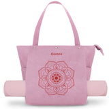 Gonex Yoga Mat Bag, Yoga Gym Bag Tote Bag with Multi Pockets For Women Men, Canvas Yoga Mat Carrier Take in Out Mat Easily For Pilates Travel Workout Office, Pink