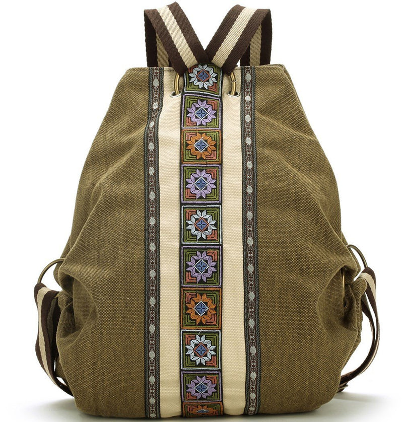 Goodhan Women Canvas Backpack Daypack Casual Shoulder Bag, Vintage Heavy - duty Anti - theft Travel Backpack