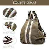Goodhan Women Canvas Backpack Daypack Casual Shoulder Bag, Vintage Heavy - duty Anti - theft Travel Backpack