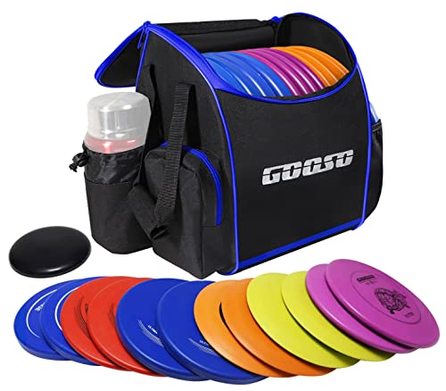 GOOSO Disc Golf Set with Bag - 12 PCS Flying Disc Golf Discs for Beginner with Putter, Midrange, Driver | Portable Disc Golf Backpack | Backpacks4Less