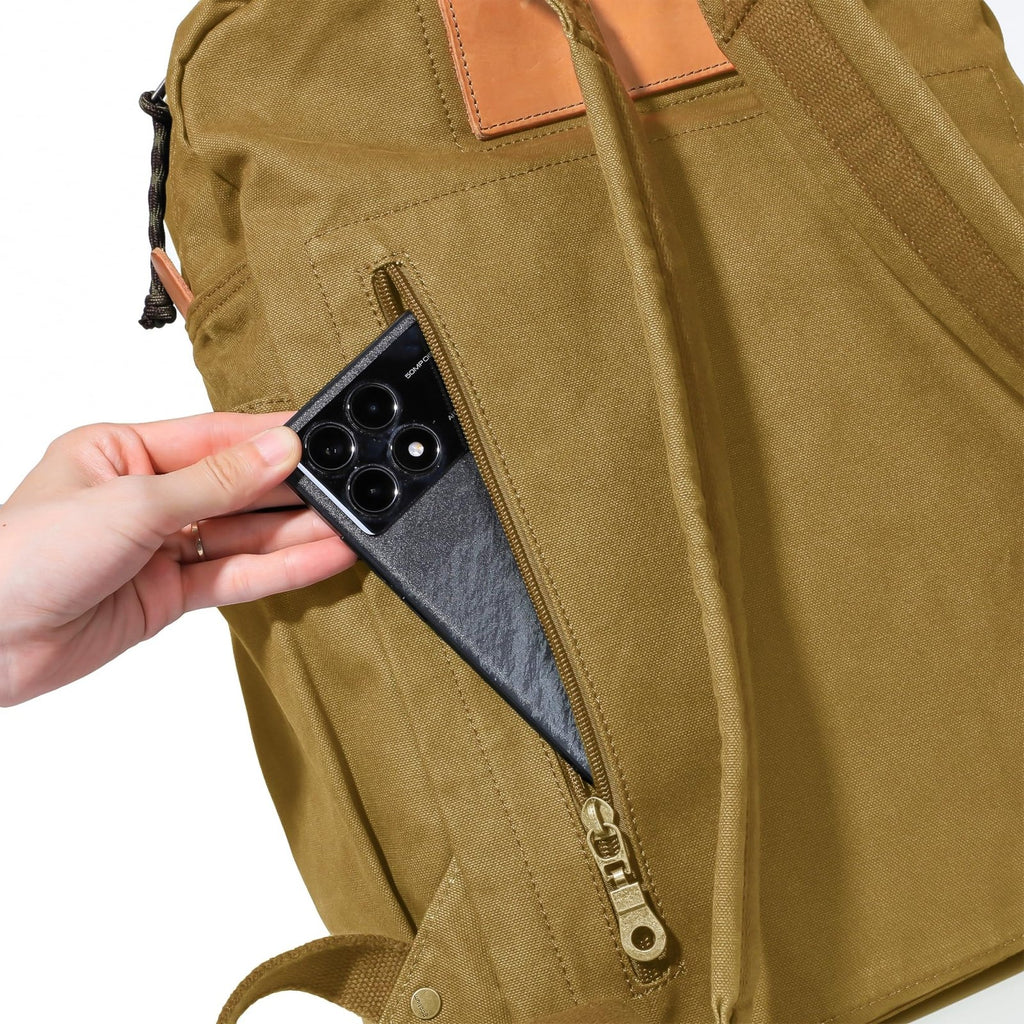 GOOTIUM Canvas Backpack for Women Vintage Style Zipper Bag Men's Casual Daypack Cloth Outdoor Travel Rucksack, Khaki