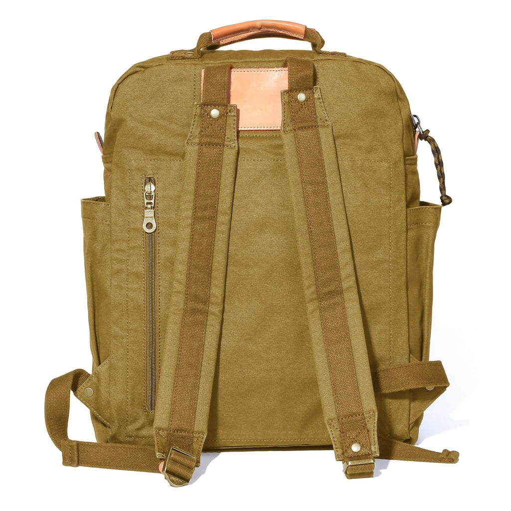 GOOTIUM Canvas Backpack for Women Vintage Style Zipper Bag Men's Casual Daypack Cloth Outdoor Travel Rucksack, Khaki