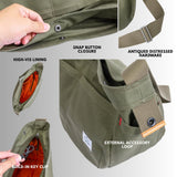 GOOTIUM Canvas Crescent Bag, Hobo Crossbody Bag for Men and Women, Durable Casual Shoulder Messenger Bag with Contrast Lining, Olive
