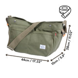 GOOTIUM Canvas Crescent Bag, Hobo Crossbody Bag for Men and Women, Durable Casual Shoulder Messenger Bag with Contrast Lining, Olive