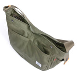 GOOTIUM Canvas Crescent Bag, Hobo Crossbody Bag for Men and Women, Durable Casual Shoulder Messenger Bag with Contrast Lining, Olive