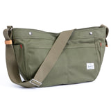 GOOTIUM Canvas Crescent Bag, Hobo Crossbody Bag for Men and Women, Durable Casual Shoulder Messenger Bag with Contrast Lining, Olive