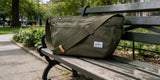 GOOTIUM Canvas Crescent Bag, Hobo Crossbody Bag for Men and Women, Durable Casual Shoulder Messenger Bag with Contrast Lining, Olive