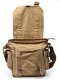 GOOTIUM Canvas Messenger Bag - Small Vintage Shoulder Purse Crossbody Satchel, Khaki