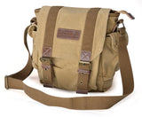 GOOTIUM Canvas Messenger Bag - Small Vintage Shoulder Purse Crossbody Satchel, Khaki