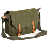 GOOTIUM Canvas Messenger Bag - Vintage Shoulder Bag 16" Laptop Sleeve Bag Courier Style Purse Crossbody Campus Work Bag, Olive