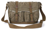 GOOTIUM Canvas Messenger Bag - Vintage Shoulder Bag Frayed Style Boho Purse, Field Tan