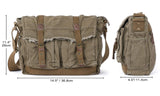 GOOTIUM Canvas Messenger Bag - Vintage Shoulder Bag Frayed Style Boho Purse, Field Tan
