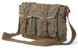 GOOTIUM Canvas Messenger Bag - Vintage Shoulder Bag Frayed Style Boho Purse, Field Tan