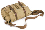 GOOTIUM Canvas Messenger Bag - Vintage Shoulder Bag Frayed Style Boho Purse, Khaki