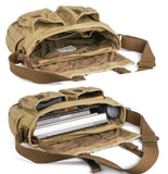 GOOTIUM Canvas Messenger Bag - Vintage Shoulder Bag Frayed Style Boho Purse, Khaki