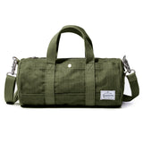 GOOTIUM Compact Crossbody Bag – Canvas Shoulder Bag & Travel Organizer – Vintage Cylinder Style Mini Tote for EDC, Small Barrel Bag for Men & Women, Olive